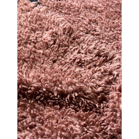 Zara Pink Shearling Fluffy Teddy Coat Jacket collarless one button size medium - Picture 13 of 15